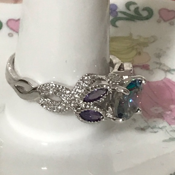 Mystic Topaz Set in White gold filled Ring - Picture 2 of 8